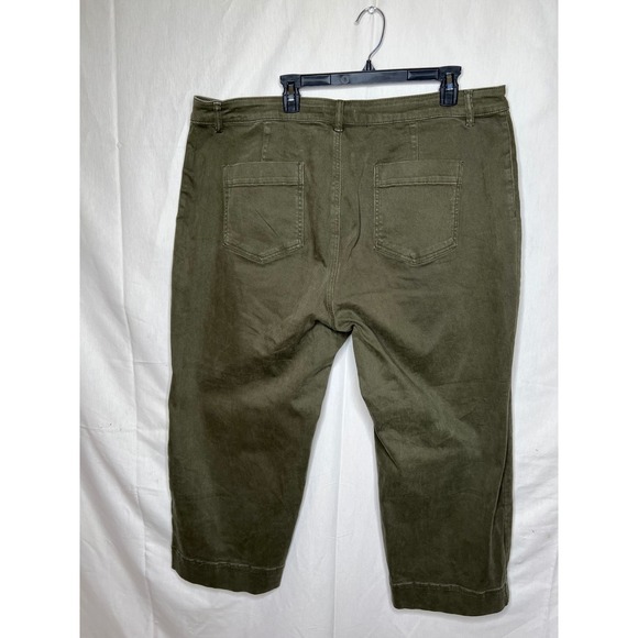 Sanctuary Womens 20W Olive Green Utility Crop Pants Wide Leg Patch Pocket Twill - Picture 3 of 5